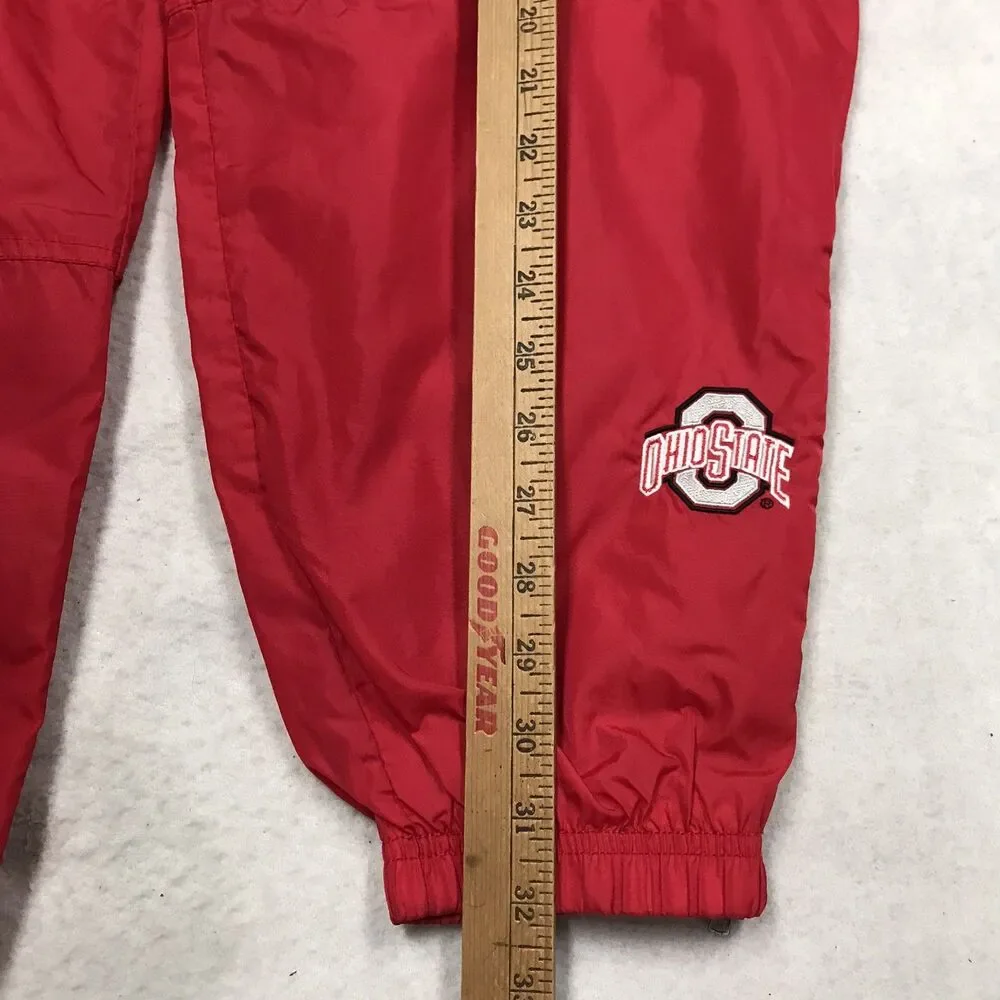 80s NIKE Team Ohio State Track Pants Men L 34x32 Red  Drawstring Mesh Lined vtg